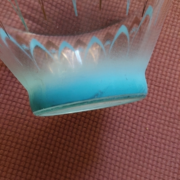 Vintage* 60s Atomic Age Turquoise & Gold Glass Chip Bowl - Picture 7 of 10